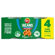 SPC Baked Beans Salt Reduced Rich Tomato 4 x 140g