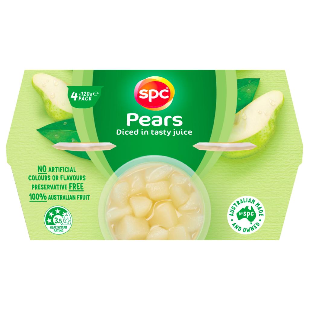 SPC Diced Pears In Juice 4 x 120g