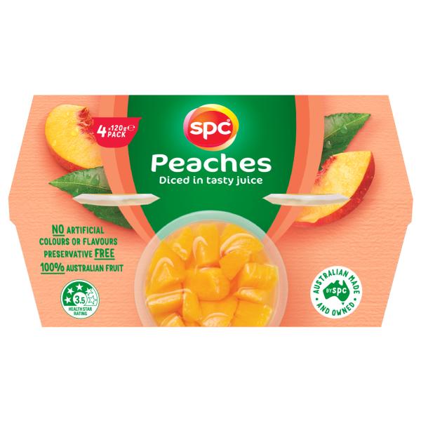 SPC Diced Peaches In Juice 4 x 120g