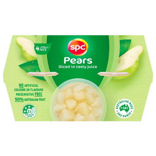 SPC Diced Pears In Juice 4 x 120g